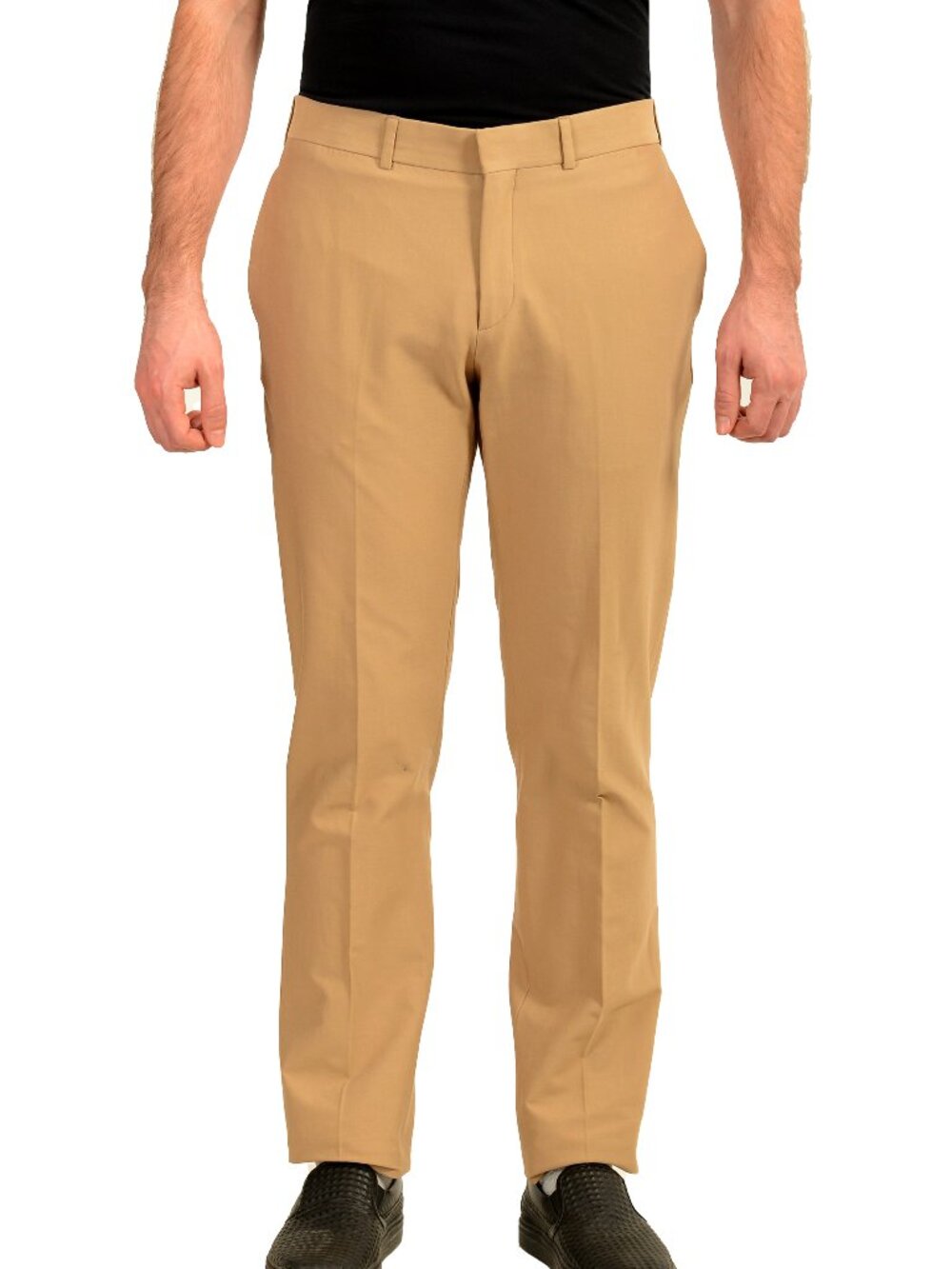 Malo Men's Beige Flat Front Dress Pants US 32 IT 48